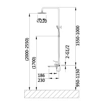 Душова система універсальна Presto на три споживача (з виливом) QTPRE111GRP45585 Graphite Qtap QTAP фото 1