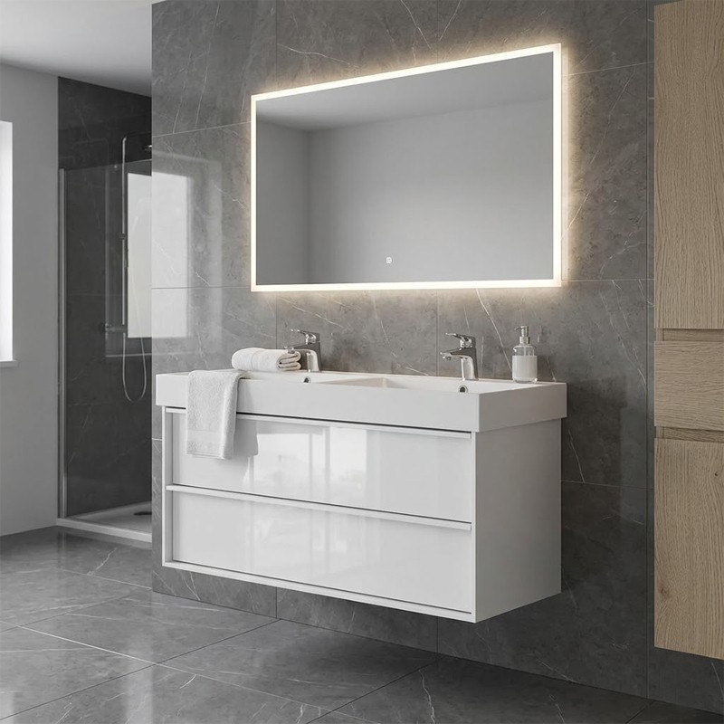 083120W QUADRA Тумба 120 біла глянцева без раковини (1 сорт) DEVIT фото 3