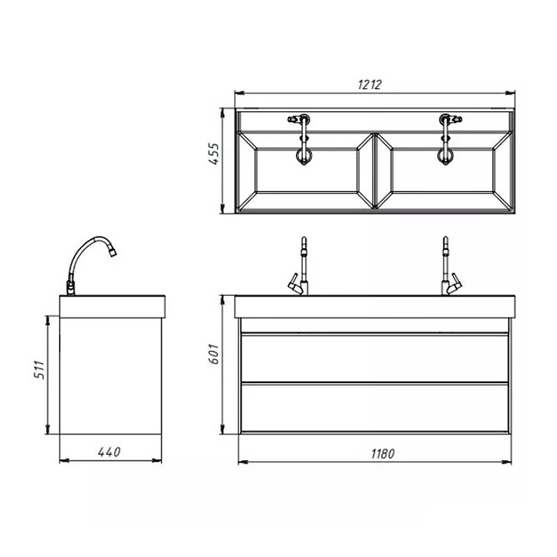 083120W QUADRA Тумба 120 біла глянцева без раковини (1 сорт) DEVIT фото 1
