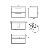 088734O FRESH Тумба 80, колір дуб з чорними ручками, без раковини (1 сорт) DEVIT фото 2