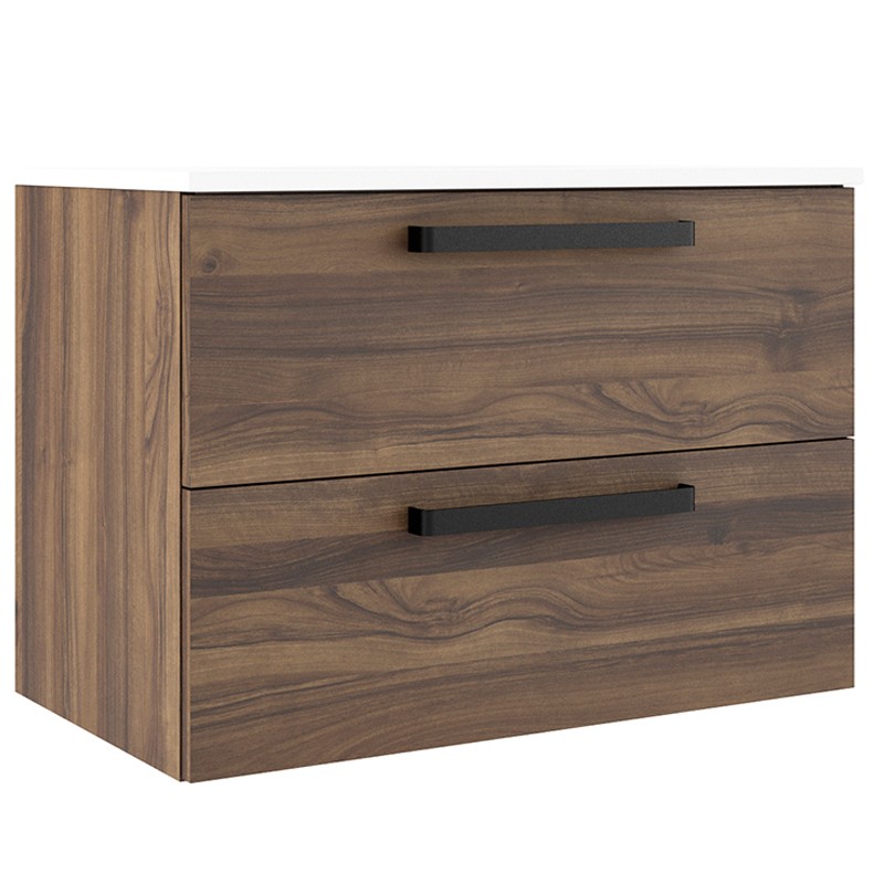 088734O FRESH Тумба 80, колір дуб з чорними ручками, без раковини (1 сорт) DEVIT фото 1