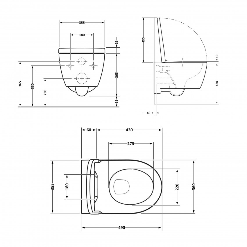 Унітаз підвісний Taurus Ultra Quiet 485×360×350 мм, White, з сидінням Slim Duroplast/ Soft-close/ Quick Release QTTAU26W45428 Qtap QTAP фото 1