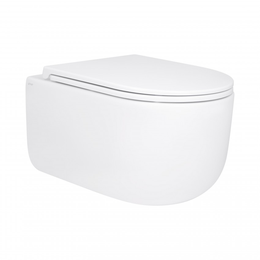 Унітаз підвісний Taurus Ultra Quiet 485×360×350 мм, White, з сидінням Slim Duroplast/ Soft-close/ Quick Release QTTAU26W45428 Qtap QTAP