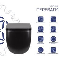 Унітаз підвісний Gemini Ultra Quiet 530х365х373 мм, Matt Black, з сидінням Slim Duroplast/ Soft-close/ Quick Release QT2533076EUQMB Qtap QTAP фото 2
