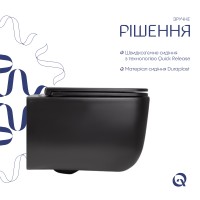 Унітаз підвісний Gemini Ultra Quiet 530х365х373 мм, Matt Black, з сидінням Slim Duroplast/ Soft-close/ Quick Release QT2533076EUQMB Qtap QTAP фото 3