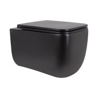 Унітаз підвісний Gemini Ultra Quiet 530х365х373 мм, Matt Black, з сидінням Slim Duroplast/ Soft-close/ Quick Release QT2533076EUQMB Qtap