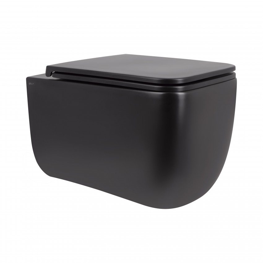 Унітаз підвісний Gemini Ultra Quiet 530х365х373 мм, Matt Black, з сидінням Slim Duroplast/ Soft-close/ Quick Release QT2533076EUQMB Qtap QTAP