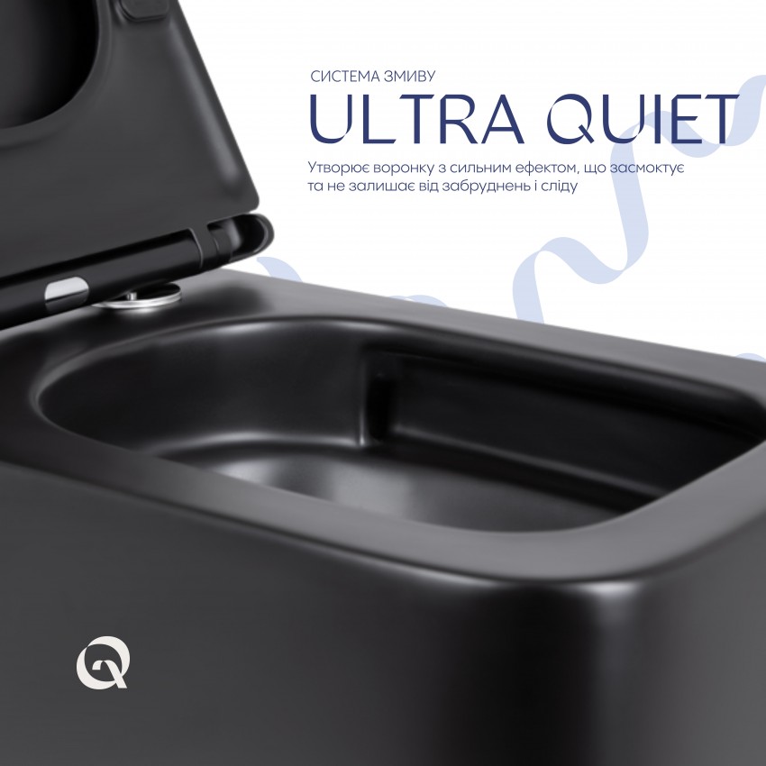 Унітаз підвісний Gemini Ultra Quiet 530х365х373 мм, Matt Black, з сидінням Slim Duroplast/ Soft-close/ Quick Release QT2533076EUQMB Qtap QTAP фото 4