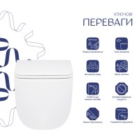 Унітаз підвісний Gemini Ultra Quiet 520×360×350 мм, White, з сидінням Slim Duroplast/ Soft-close/ Quick Release QTGEM26W45430 Qtap QTAP фото 2