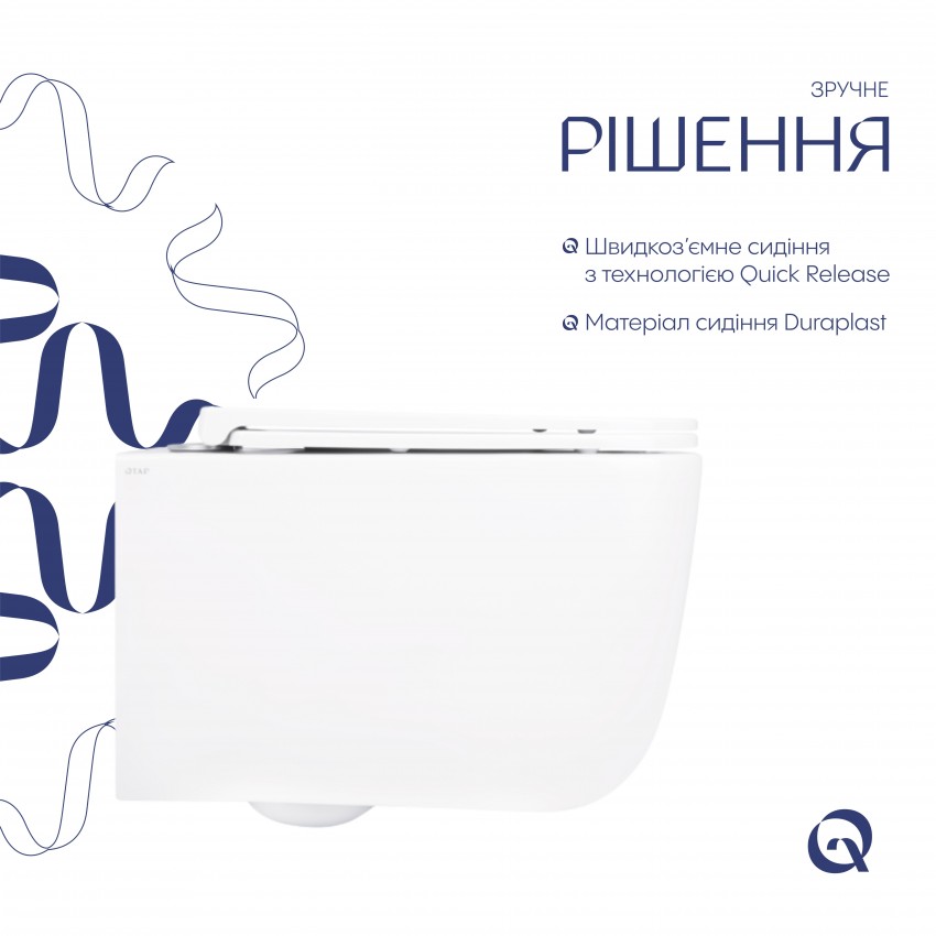 Унітаз підвісний Gemini Ultra Quiet 520×360×350 мм, White, з сидінням Slim Duroplast/ Soft-close/ Quick Release QTGEM26W45430 Qtap QTAP фото 3