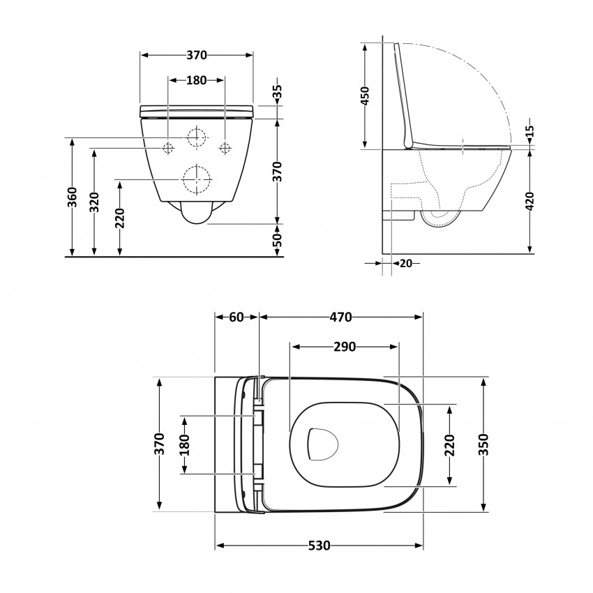 Унітаз підвісний Gemini Ultra Quiet 520×360×350 мм, White, з сидінням Slim Duroplast/ Soft-close/ Quick Release QTGEM26W45430 Qtap QTAP фото 1