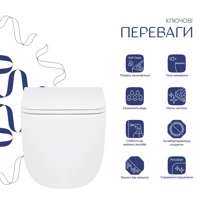 Унітаз підвісний Gemini Ultra Quiet 520×360×350 мм, White, з сидінням Slim Duroplast/ Soft-close/ Quick Release QTGEM26W45430 Qtap QTAP фото 2