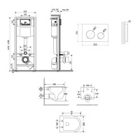 Готове рішення Qtap для ванної кімнати: підвісний унітаз Taurus Ultra Quiet 485×360×350 + комплект інсталяції Nest 4 в 1 (кругла клавіша White) QTAP фото 1