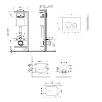 Готове рішення Qtap для ванної кімнати: підвісний унітаз Taurus Ultra Quiet 485×360×350 + комплект інсталяції Nest 4 в 1 (кругла клавіша Satin) QTAP фото 1