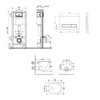 Готове рішення Qtap для ванної кімнати: підвісний унітаз Taurus Ultra Quiet 485×360×350 + комплект інсталяції Nest 4 в 1 (лінійна клавіша Matt Black) QTAP фото 1