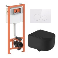 Готове рішення Qtap для ванної кімнати: підвісний унітаз Taurus Ultra Quiet 490x360x380 + комплект інсталяції Nest 4 в 1 (кругла клавіша White)