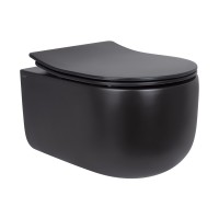 Унітаз підвісний Taurus Ultra Quiet 490х360х380 мм, Matt Black, з сидінням Slim Duroplast/ Soft-close/ Quick Release QT2433084EUQMB Qtap