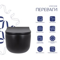 Унітаз підвісний Taurus Ultra Quiet 490х360х380 мм, Matt Black, з сидінням Slim Duroplast/ Soft-close/ Quick Release QT2433084EUQMB Qtap QTAP фото 2
