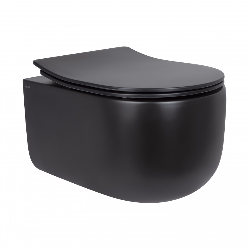 Унітаз підвісний Taurus Ultra Quiet 490х360х380 мм, Matt Black, з сидінням Slim Duroplast/ Soft-close/ Quick Release QT2433084EUQMB Qtap QTAP