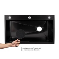 Мийка для кухні інтегрована Handmade H7545B Decor Black PVD Honeycomb 3,0/1,0 мм LDH7545BDECPVD48373 Lidz LIDZ фото 3