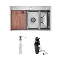 Комплект Lidz Handmade H7545 Мийка для кухні інтегрована Decor Honeycomb LDH7545DEC48372 + Lidz (BLA) Подрібнювач для кухонного миття