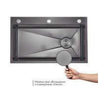 Комплект Lidz Handmade H7545B Мийка для кухні інтегрована Decor Black PVD Honeycomb LDH7545BDECPVD48373+Lidz (BLA) Подрібнювач для кухонного миття LIDZ фото 3