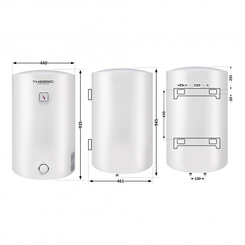 Водонагрівач електричний 100 л універсальний, мокрий ТЕН 1,5 кВт D100VH15Q3 Thermo Alliance Thermo Alliance фото 1
