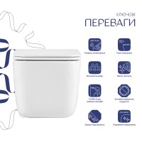 Унітаз підвісний Gemini Ultra Quiet 485×340×350 мм, White, з сидінням Slim Duroplast / Soft-close / Quick Release QTTAU26W49119 Qtap QTAP фото 2