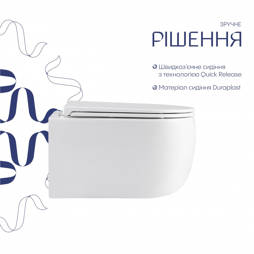 Унітаз підвісний Taurus Ultra Quiet 515×360×350 мм, White, з сидінням Slim Duroplast / Soft-close / Quick Release QTTAU26W49116 Qtap QTAP фото 3