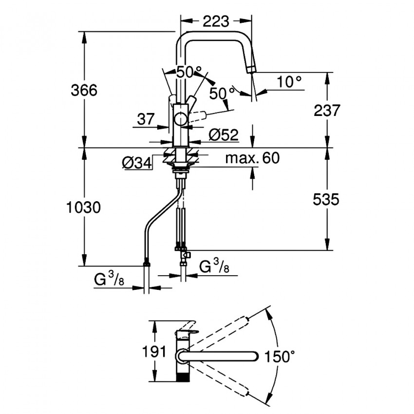 30583000 GROHE Blue Pure Eurosmart U-spout Змішувач з можливістю підключення до фільтру, хром зразок (1 сорт) GROHE фото 2
