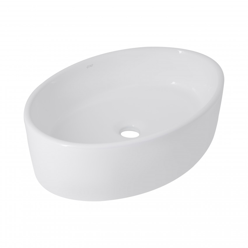 Раковина накладна Kolibri 500x360x140 мм, White, овальна, без донного клапана QT10116065W Qtap QTAP