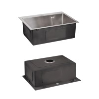 Комплект Lidz Handmade H5845 Мийка для кухні інтегрована Brushed у комплекті з дозатором + Lidz K01G Корзина для кухонної мийки LIDZ фото 3