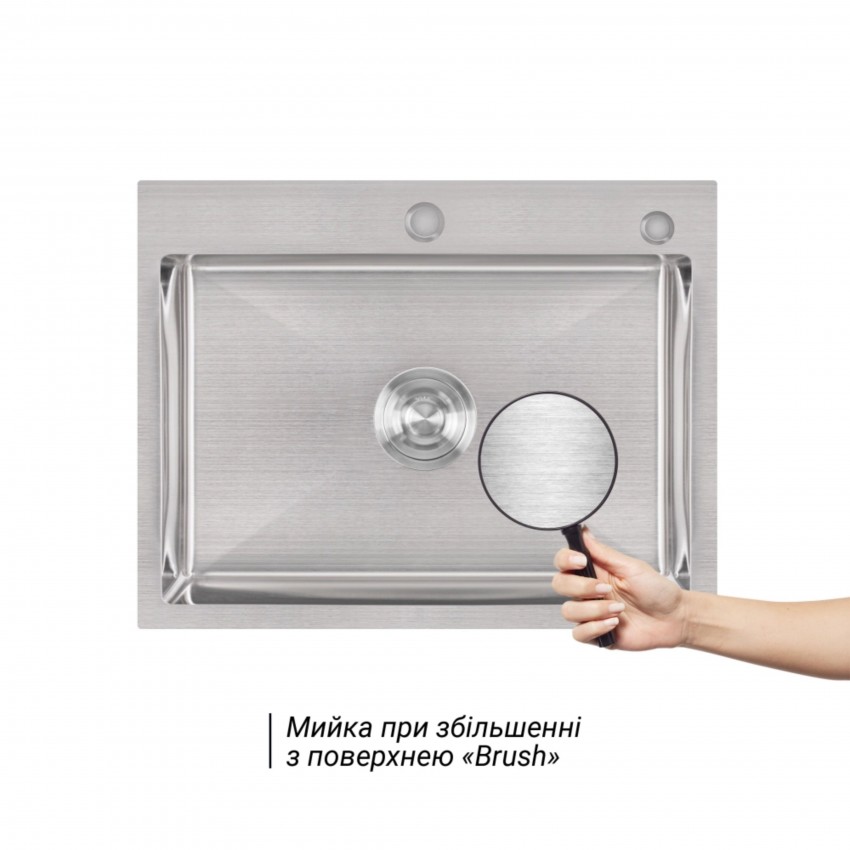 Комплект Lidz Handmade H5845 Мийка для кухні інтегрована Brushed у комплекті з дозатором + Lidz K01G Корзина для кухонної мийки LIDZ фото 4