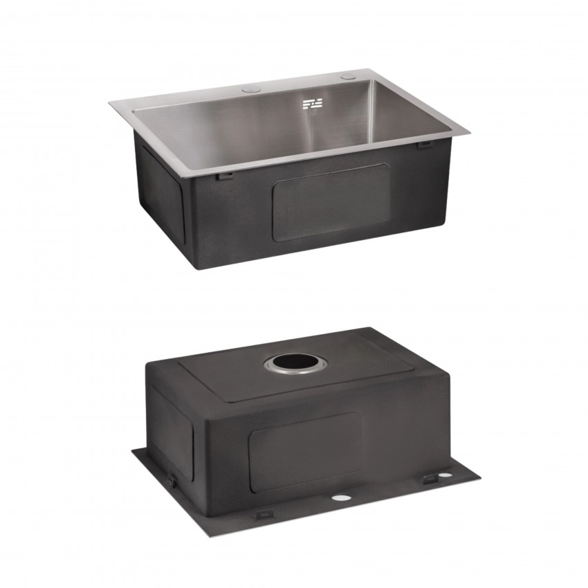 Комплект Lidz Handmade H5845 Мийка для кухні інтегрована Brushed у комплекті з дозатором + Lidz K01G Корзина для кухонної мийки LIDZ фото 3