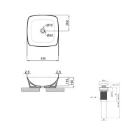 Комплект Qtap Kolibri: Раковина накладна 400x400x140 мм, White, квадратна + Донний клапан Pop-up PU02 QTAP фото 1