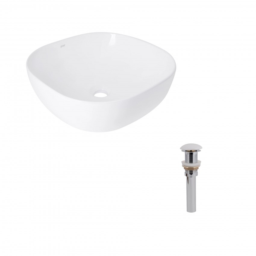 Комплект Qtap Kolibri: Раковина накладна 400x400x140 мм, White, квадратна + Донний клапан Pop-up PU02 QTAP