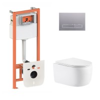 Готове рішення Qtap для ванної кімнати: підвісний унітаз Taurus Ultra Quiet 515×360×350 + комплект інсталяції Nest 4 в 1 (лінійна клавіша Satin) QTAP