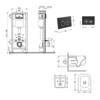 Готове рішення Qtap для ванної кімнати: підвісний унітаз Gemini Ultra Quiet 485×340×350 + комплект інсталяції Nest 4 в 1 (кругла клавіша Matt Black) QTAP фото 1