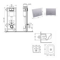 Готове рішення Qtap для ванної кімнати: підвісний унітаз Gemini Ultra Quiet 485×340×350 + комплект інсталяції Nest 4 в 1 (лінійна клавіша Satin) QTAP фото 1