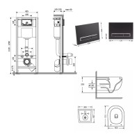 Готове рішення Qtap для ванної кімнати: підвісний унітаз Taurus Ultra Quiet 515×360×350  + комплект інсталяції Nest 4 в 1 (лінійна клавіша Matt Black) QTAP фото 1