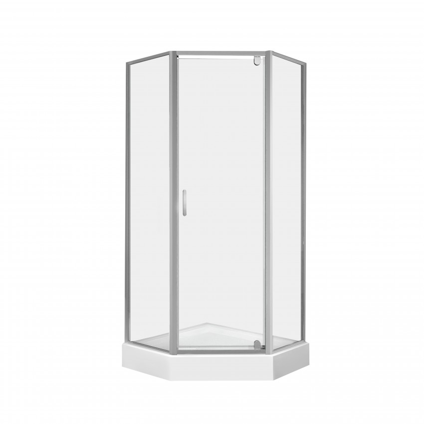 Набір: Душова кабіна Leo CRM10995-AC6, 2020x900x900 мм, п'ятикутна, скло прозоре 6 мм CalcLess + Душовий піддон Diamond 309912C Qtap QTAP