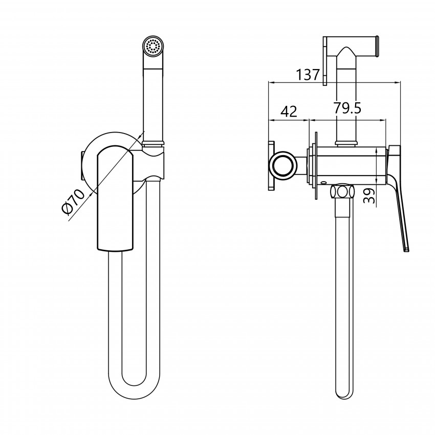 Набір для гігієнічного душу Slavonice, Gunmetal Black PVD (k35) округлий QTSLA262GMB45916 Qtap QTAP фото 1