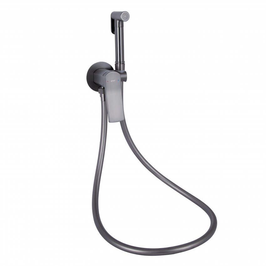 Набір для гігієнічного душу Slavonice, Gunmetal Black PVD (k35) округлий QTSLA262GMB45916 Qtap QTAP