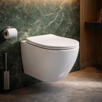 HT-1014C-WHT009 AQUAMOD Унітаз підвісний безобідковий з турбозмивом з кришкою quick-fix, soft-close (1 сорт)