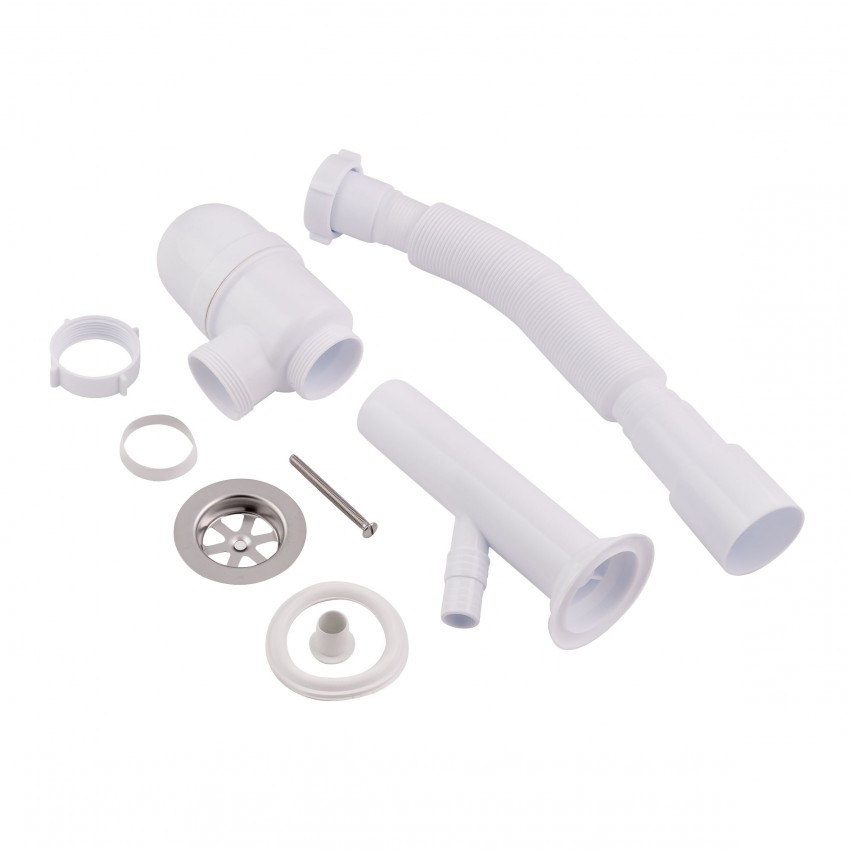 Сифон для умивальника LU03 (6006Y00200) випуск 70 мм без гайки, колбовий з дод. відведенням (вихід гофра 40/50 мм) Lidz LIDZ фото 2