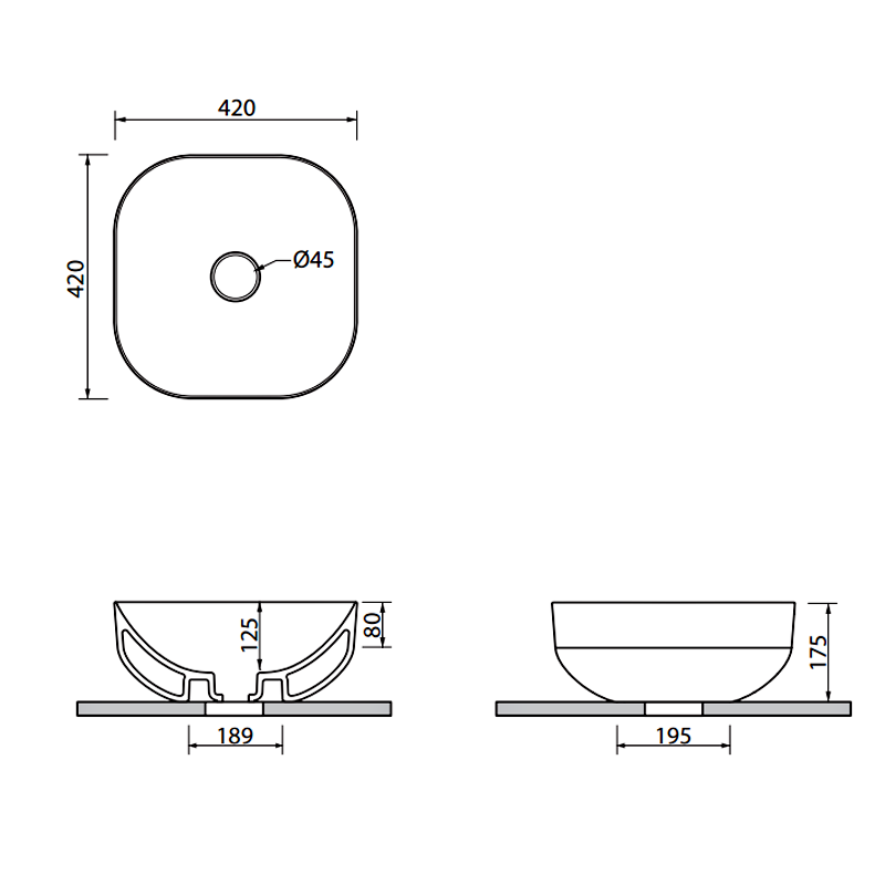 MWLVP1  POOL 1  раковина на стільницю без перелива 42х42, в кольорі panna (білий матовий) (1 сорт) SDR фото 2