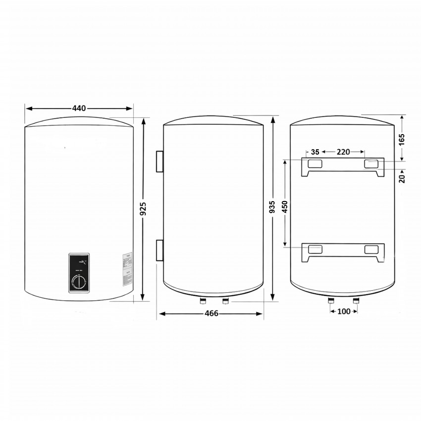 Водонагрівач електричний 100 л Black, вертикальний, сухий ТЕН 2,0 кВт D100V20J3(D)KВ Thermo Alliance Thermo Alliance фото 1