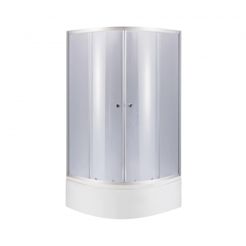 Набір: Душова кабіна Latwa SC80x80.SAT.HIGH.GR напівкругла, скло тоноване 4 мм + Душовий піддон Kapielka ST80x80x41, з панеллю Lidz LIDZ