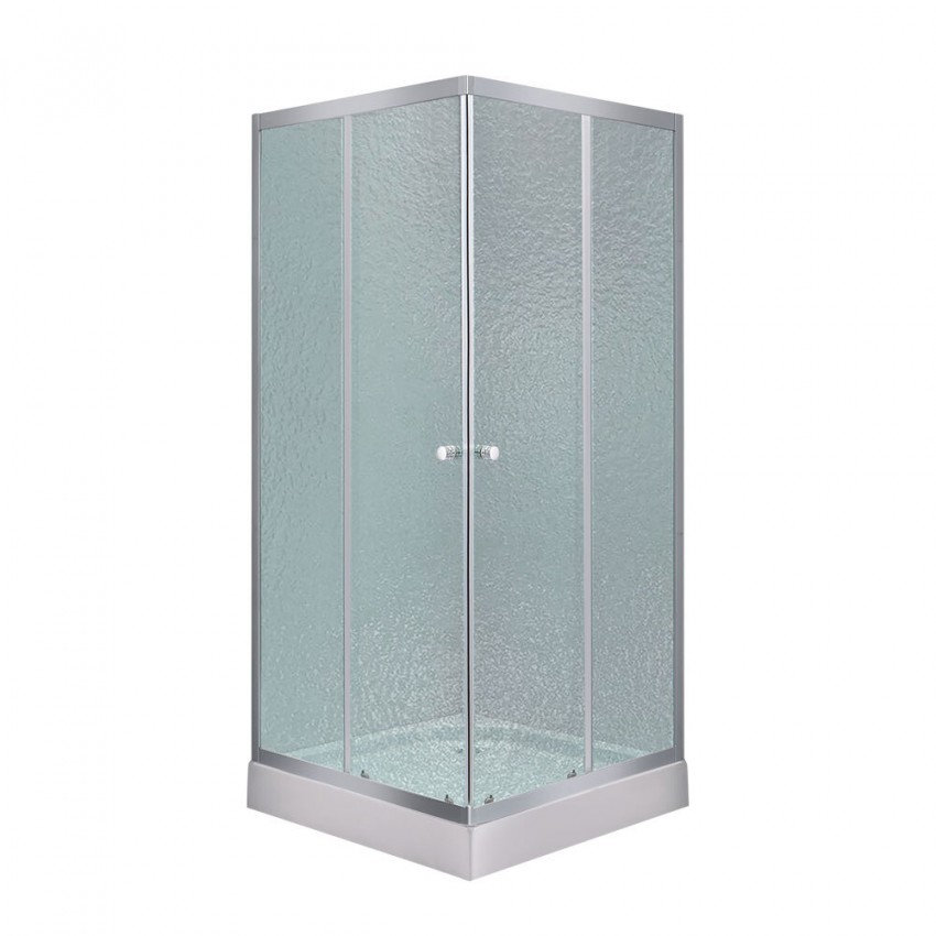 Набір: Душова кабіна Wawel SC80x80.SAT.LOW.FR, квадратна, скло Frost 4 мм + Душовий піддон Kapielka ST80x80x14 Lidz LIDZ