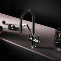 F8F07802 Func, Змішувач для кухні з каналом для питної води і гнучким виливом, хром,чорн (1 сорт)